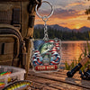 Maxcorners Patriotic American Flag Fishing Artwork Personalized Name 2D Acrylic Keychain Ornament (8 Fish Species)