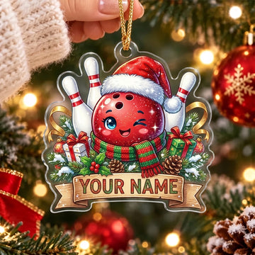 Maxcorners Bowling Cute Santa Bowling Ball Christmas Gifts Personalized Name Christmas Ornament
