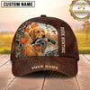 Maxcorners Autumn Leaves Brown Leather Duck Hunting With Dogs Multi Options Personalized Name 3D Cap