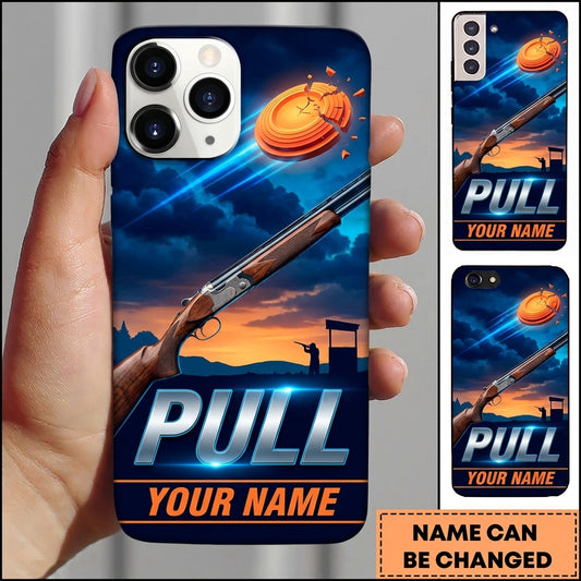 Maxcorners Sunset Shotgun Flight Pull Clay Target Personalized Name Trap Shooting Phone Case