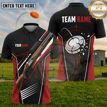 (5 Colors) Maxcorners Trap Shooting Shotgun Clay Target Precision Emblem Multiple Options Personalized Name, Team Name 3D Shirt