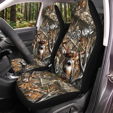 Maxcorners Deer Hunting Rustic Antler Woodland Personalized Name Car Seat Covers