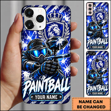 Maxcorners Paintball Lion Emblem Armored Player Personalized Name 3D Phone Case
