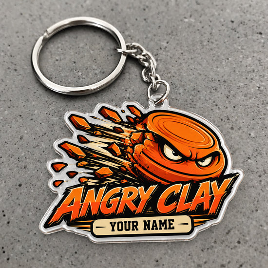 Maxcorners Trap Shooting Angry Clay Target Mascot Action Custom Name Custom Gift 2D Flat Acrylic Ornament, Keychain