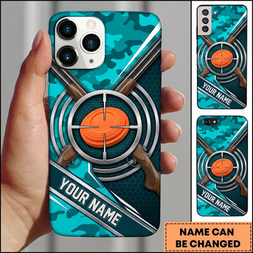 Maxcorners Crossed Shotguns Bullseye Clay Target Personalized Name Trap Shooting Phone Case