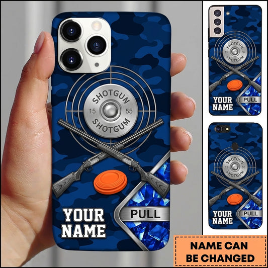 Maxcorners Camouflage Shotguns Pull Clay Target Personalized Name Trap Shooting Phone Case