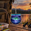 Maxcorners Neon Purple Night Fishing Artwork Personalized Name 2D Acrylic Keychain Ornament (8 Fish Species)