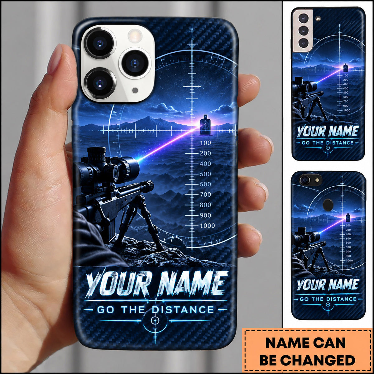 Maxcorners Long Range Shooting Go The Distance Ballistic Reticle Personalized Name 3D Phone Case