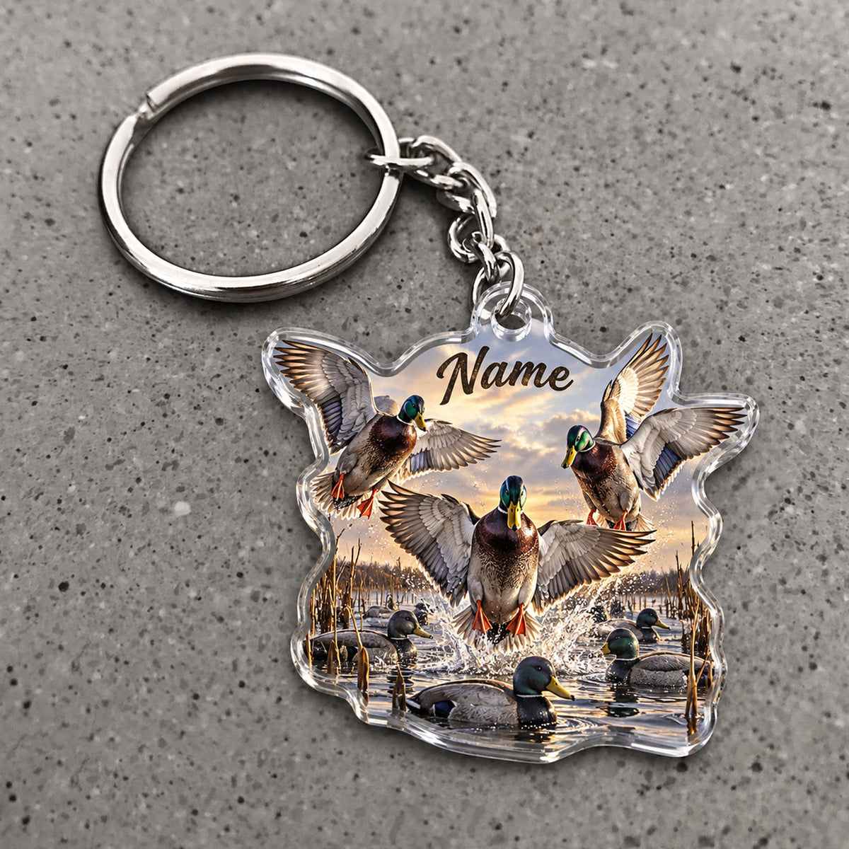 Maxcorners Deer Hunting Waterfowl Marsh Scene Custom Name Trap Hunting Custom Gift 2D Flat Acrylic Ornament, Keychain