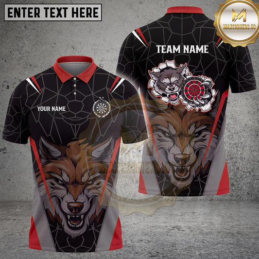 Maxcorners Darts Wolf Dartboard Tribal Geometric Art Multiple Options Personalized Name, Team Name 3D Shirt