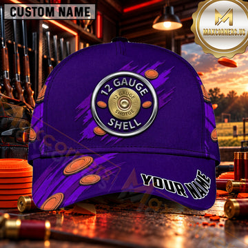 Maxcorners 12 Gauge Shell Badge Trap Shooting Personalized Name 3D Cap