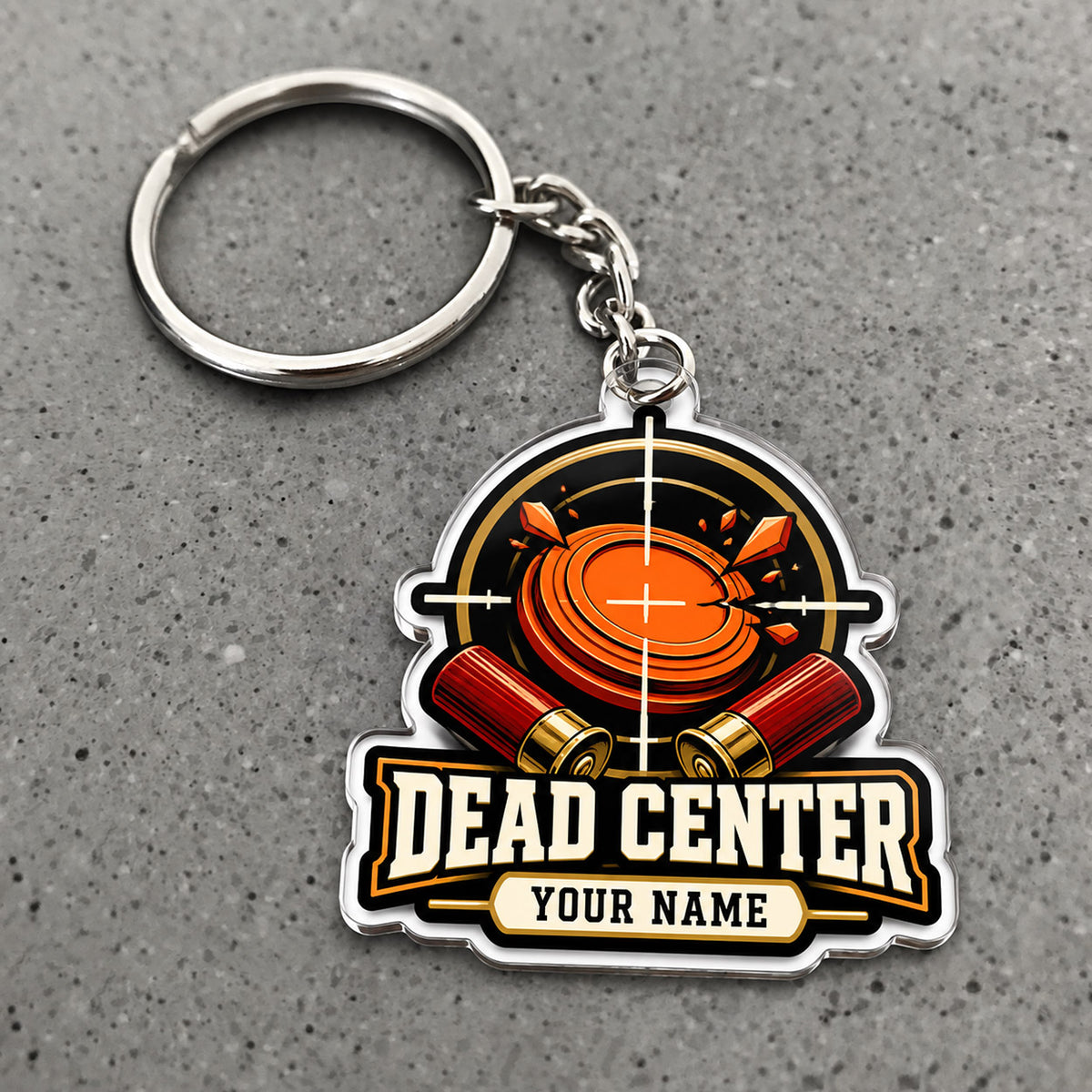 Maxcorners Clay Shooting Dead Center Crosshair Target Badge Custom Name Custom Gift 2D Flat Acrylic Ornament, Keychain