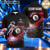 Maxcorners Cosmic Astronaut Galaxy 8 Ball Billiards Multiple Options Personalized Name, Team Name 3D Shirt