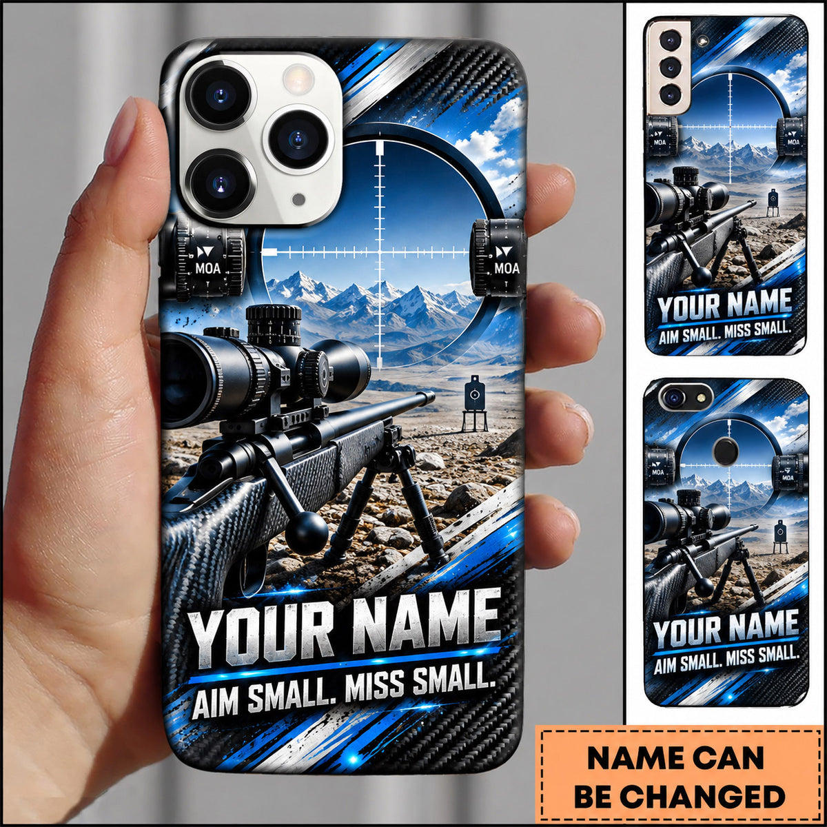 Maxcorners Long Range Shooting Aim Small Miss Small Marksman Personalized Name 3D Phone Case
