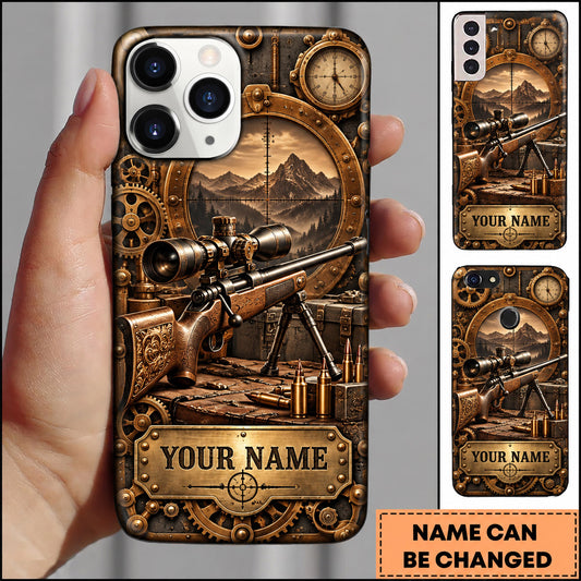 Maxcorners Long Range Shooting Vintage Steampunk Precision Rifle Personalized Name 3D Phone Case
