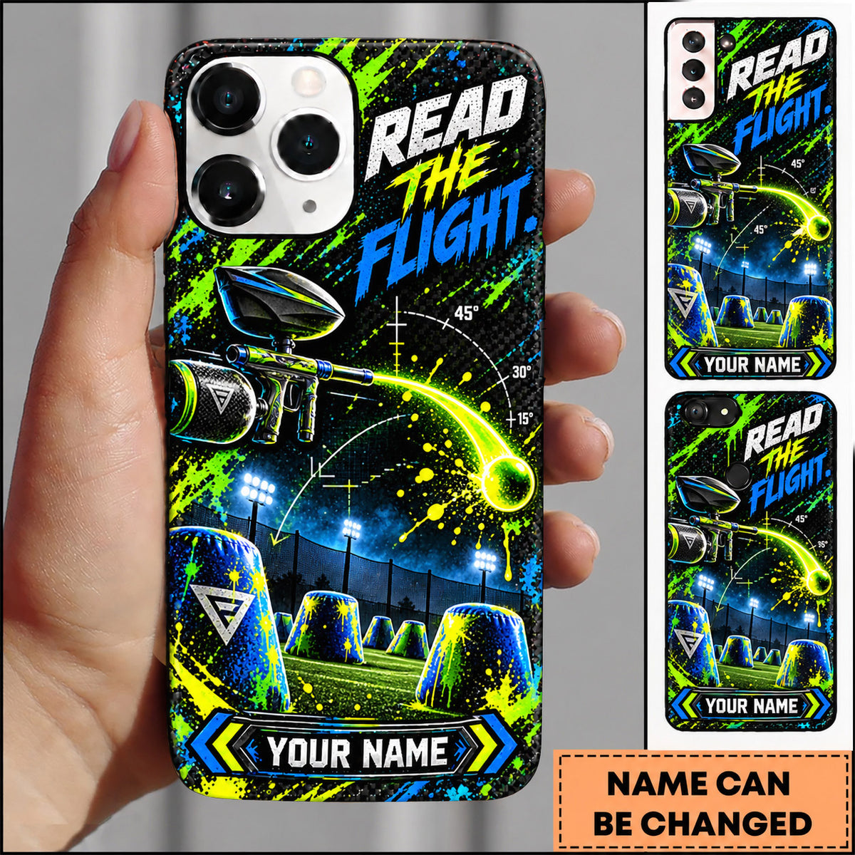 Maxcorners Paintball Read The Flight Tactical Marker Personalized Name 3D Phone Case