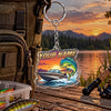 Maxcorners Sunset Speedboat Fishing Artwork Personalized Name 2D Acrylic Keychain Ornament (8 Fish Species)