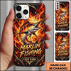 Maxcorners Fishing Flaming Carbon Fiber Artwork Multiple Options Personalized Name Phone Case (13 Fish Species)