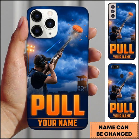 Maxcorners Orange Pull Shooter Pull Clay Target Personalized Name Trap Shooting Phone Case
