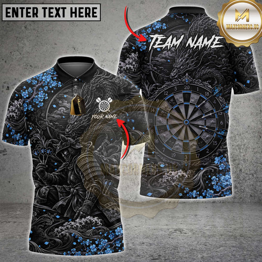 Maxcorners Darts Samurai Dragon Floral Dartboard Graphic Multiple Options Personalized Name, Team Name 3D Shirt