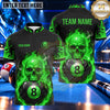 Maxcorners Haunted Skull Electric Flames Billiards Multiple Options Personalized Name, Team Name 3D Shirt