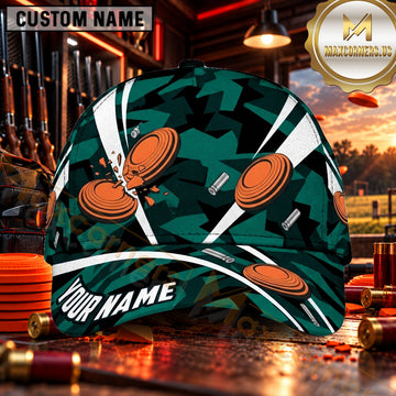 Maxcorners Blue Geometric Clay Targets Trap Shooting Personalized Name 3D Cap