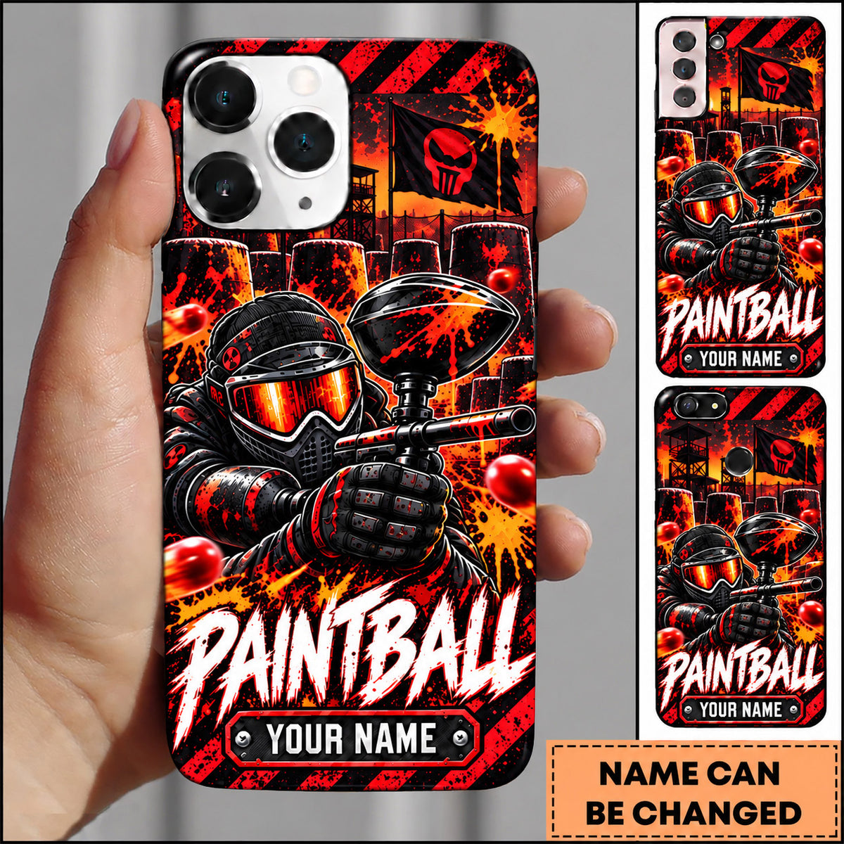 Maxcorners Paintball Armored Soldier Explosion Personalized Name 3D Phone Case