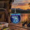Maxcorners Neon Purple Night Fishing Artwork Personalized Name 2D Acrylic Keychain Ornament (8 Fish Species)