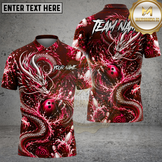 Maxcorners Bowling Ornamental Dragon Energy Swirl Multiple Options Personalized Name, Team Name 3D Shirt
