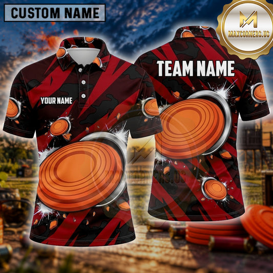 Maxcorners Trap Shooting Shirt Clay Disc Burst Multiple Options Personalized Name, Team Name 3D Shirt