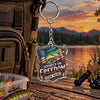 Maxcorners Hooked on Freedom Patriotic Fishing Personalized Name 2D Acrylic Keychain Ornament (8 Fish Species)