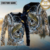 Maxcorners Fishing Hook Water Splash Camouflage Personalized Name 3D Long Sleeve Shirt ( 13 Fish Species)