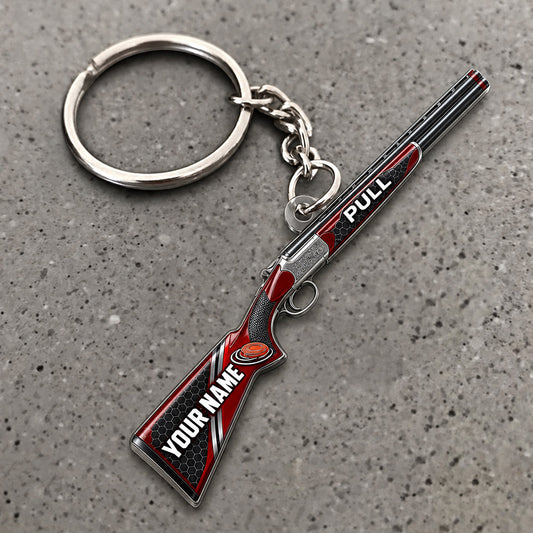 Maxcorners Shotgun American Flag Accent Design Custom Name Trap Shooting Custom Gift 2D Flat Acrylic Ornament, Keychain