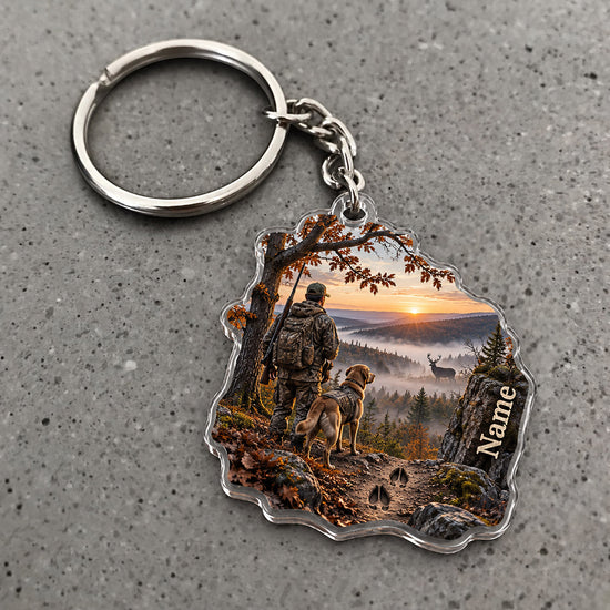 Maxcorners Deer Hunting Rustic Cabin Landscape Custom Name Trap Hunting Custom Gift 2D Flat Acrylic Ornament, Keychain