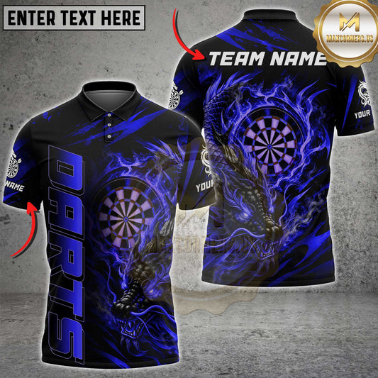 Maxcorners Darts Dragon Flame Dartboard Graphic Multiple Options Personalized Name, Team Name 3D Shirt