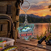 Maxcorners Neon Fishing Emblem Personalized Name 2D Acrylic Keychain Ornament (8 Fish Species)