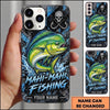 Maxcorners Fishing Skull Hook Grunge Artwork Multiple Options Personalized Name Phone Case (13 Fish Species)