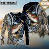 Maxcorners Fishing Hook Water Splash Camouflage Personalized Name 3D Long Sleeve Shirt ( 13 Fish Species)