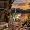 Maxcorners Golden Sunset Fishing Landscape Personalized Name 2D Acrylic Keychain Ornament (8 Fish Species)