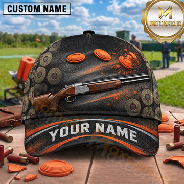 Maxcorners Trap Shooting Shotgun Clay Target Pattern Multiple Options Personalized Name 3D Cap