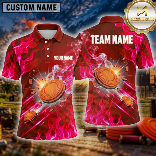 Maxcorners Trap Shooting Shirt Clay Target Shooting Shattered Disc Multiple Options Personalized Name, Team Name 3D Shirt