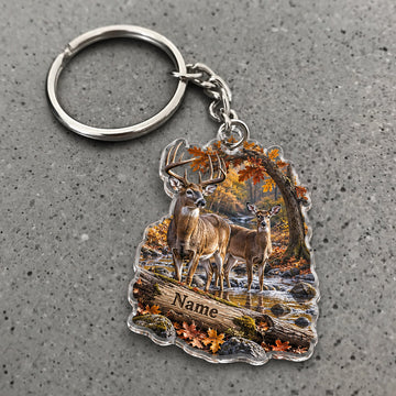 Maxcorners Wildlife Hunting Autumn Mountain Scene Custom Name Trap Hunting Custom Gift 2D Flat Acrylic Ornament, Keychain