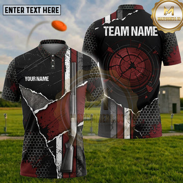 (5 Colors) Maxcorners Trap Shooting Shotgun Target Cracked Grunge Pattern Multiple Options Personalized Name, Team Name 3D Shirt
