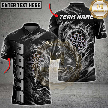 Maxcorners Darts Dragon Flame Dartboard Graphic Multiple Options Personalized Name, Team Name 3D Shirt