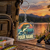 Maxcorners Retro Sunset Stripes Fishing Artwork Personalized Name 2D Acrylic Keychain Ornament (8 Fish Species)