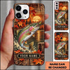 Maxcorners Fishing Autumn Lake Sunset Artwork Multiple Options Personalized Name Phone Case (13 Fish Species)