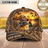 Maxcorners Golden Sunset Honeycomb Camo Duck Hunting Dog Cap, Multiple Breeds Personalized Name 3D Cap