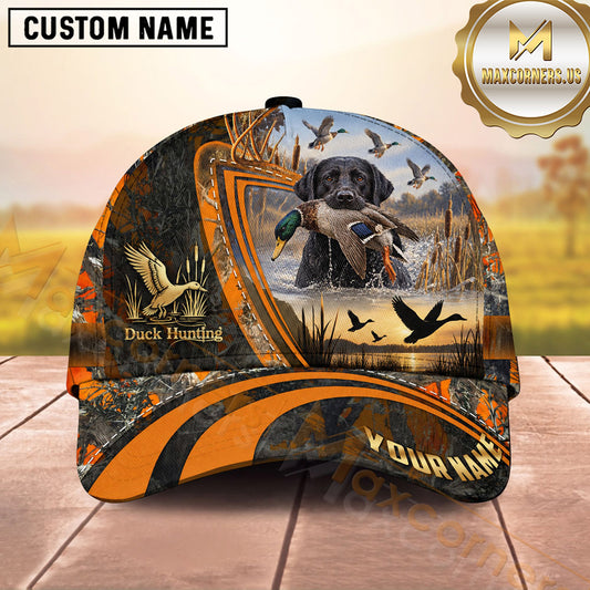 Maxcorners Dog Hunting And Duck Hunting Waterfowl Sunset Scene Multiple Options Personalized Name 3D Cap