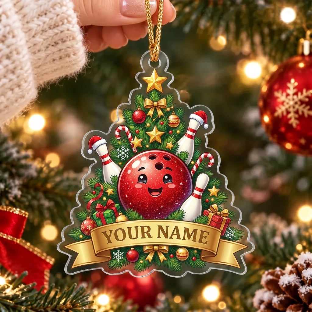 Maxcorners Bowling Bowling Ball Christmas Tree Festive Personalized Name Christmas Ornament