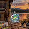 Maxcorners Coastal Lighthouse Fishing Artwork Personalized Name 2D Acrylic Keychain Ornament (8 Fish Species)